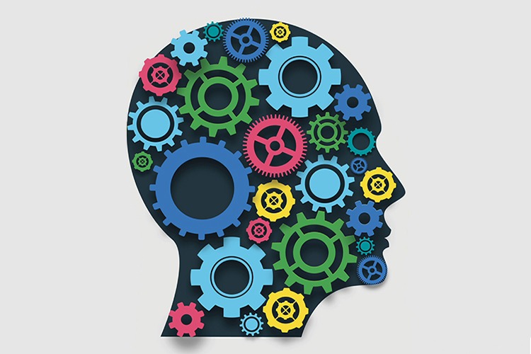 particolare della locandina: profilo umano con ingranaggi all'interno