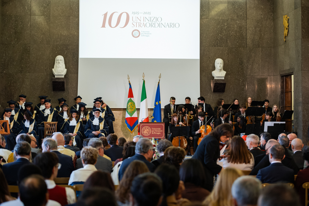 un momento della cerimonia di inaugurazione in aula magna
