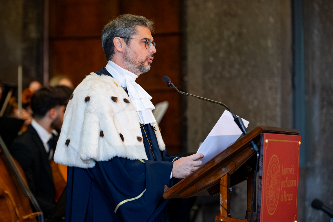 il Rettore De Cesaris durante il suo discorso