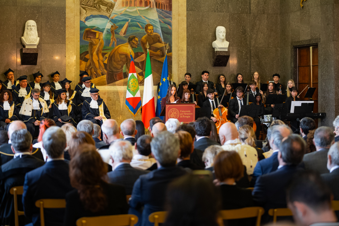 un momento del discorso della rappresentante degli studenti